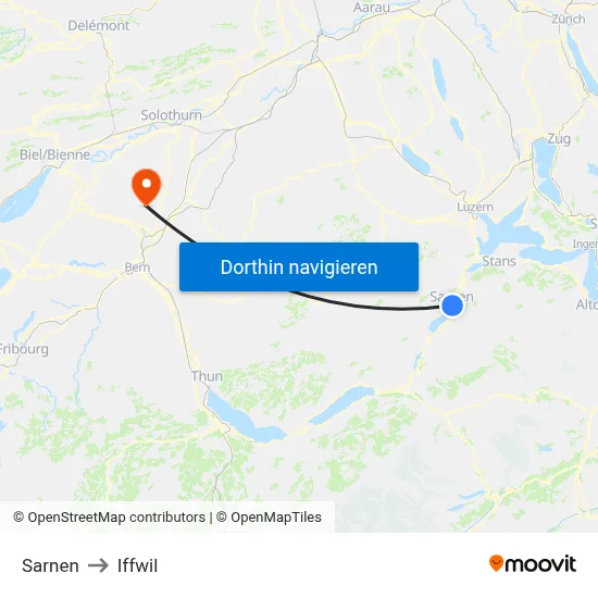 Sarnen to Iffwil map