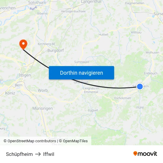 Schüpfheim to Iffwil map