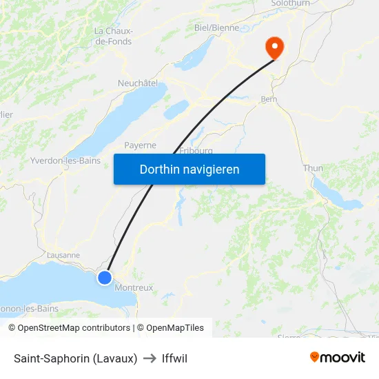 Saint-Saphorin (Lavaux) to Iffwil map