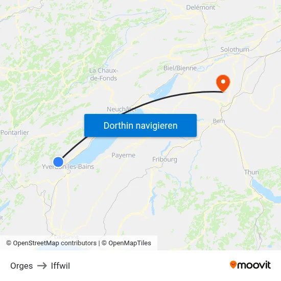 Orges to Iffwil map