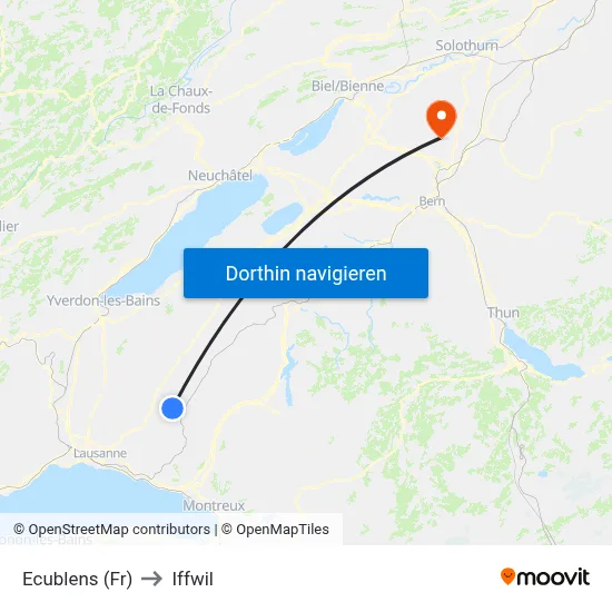 Ecublens (Fr) to Iffwil map