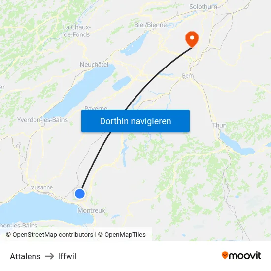 Attalens to Iffwil map