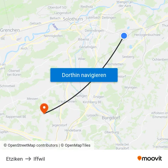 Etziken to Iffwil map