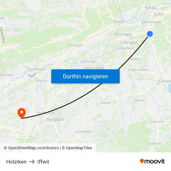 Holziken to Iffwil map