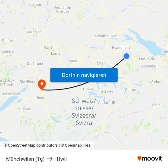 Münchwilen (Tg) to Iffwil map