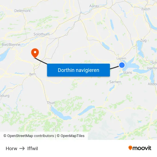Horw to Iffwil map