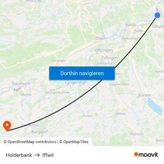 Holderbank to Iffwil map