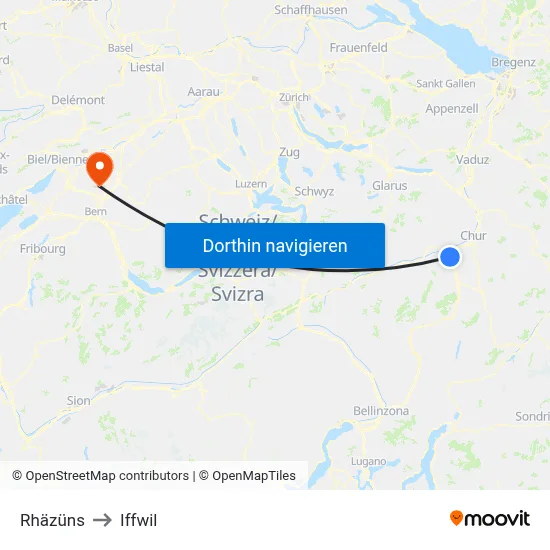 Rhäzüns to Iffwil map