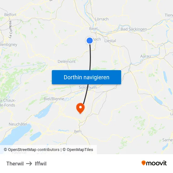 Therwil to Iffwil map