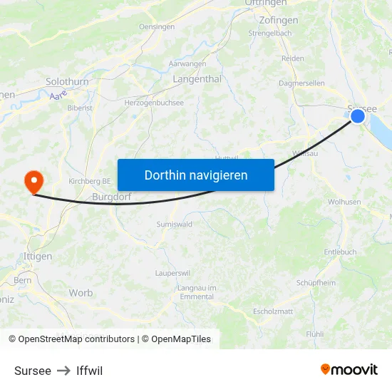 Sursee to Iffwil map
