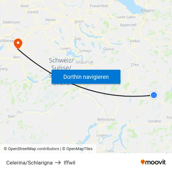 Celerina/Schlarigna to Iffwil map