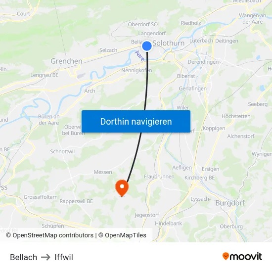 Bellach to Iffwil map