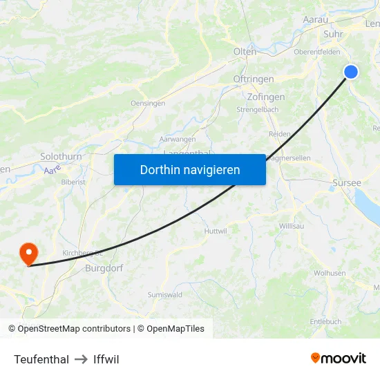 Teufenthal to Iffwil map