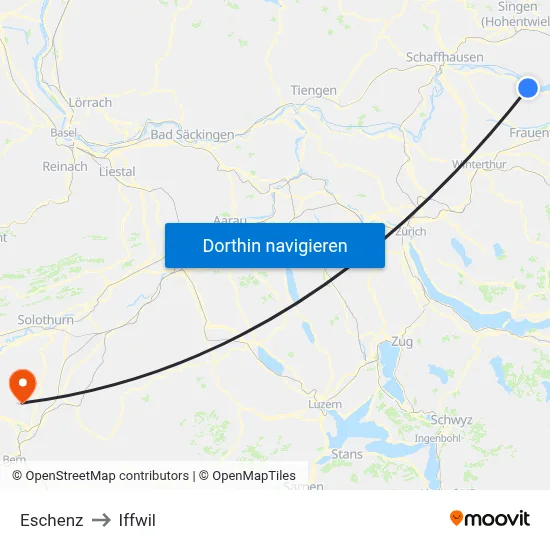 Eschenz to Iffwil map