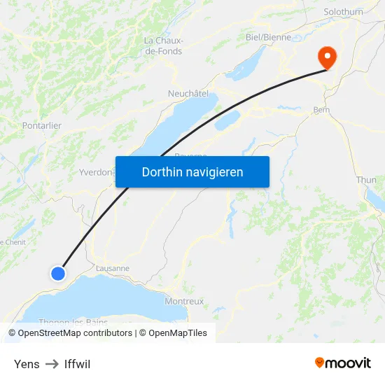 Yens to Iffwil map