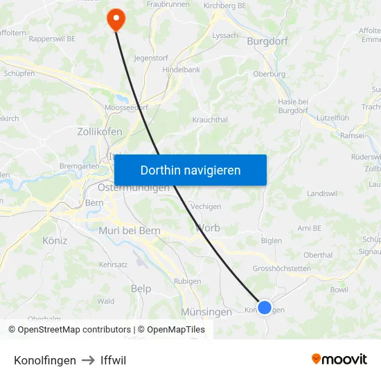 Konolfingen to Iffwil map
