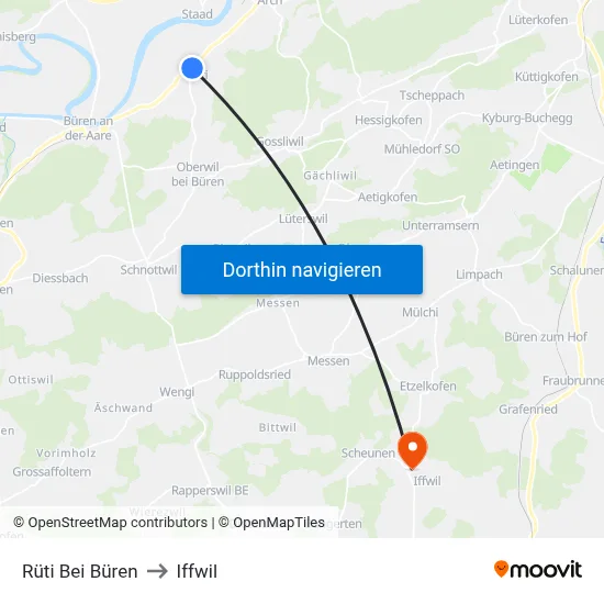 Rüti Bei Büren to Iffwil map