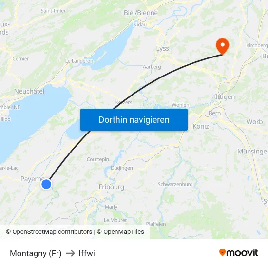 Montagny (Fr) to Iffwil map