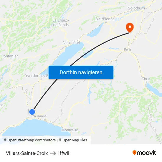Villars-Sainte-Croix to Iffwil map