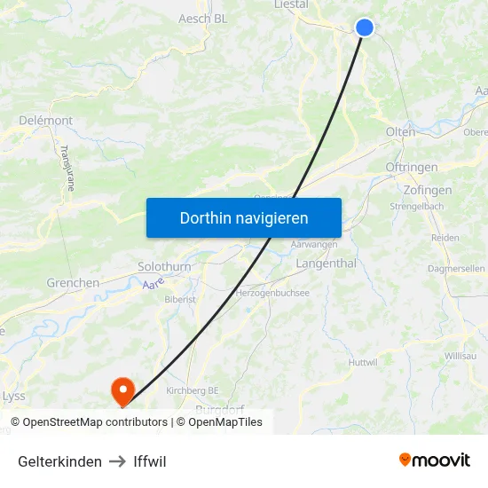 Gelterkinden to Iffwil map