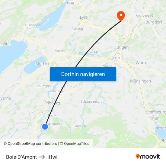 Bois-D’Amont to Iffwil map