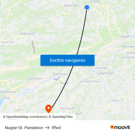 Nuglar-St. Pantaleon to Iffwil map