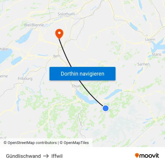 Gündlischwand to Iffwil map