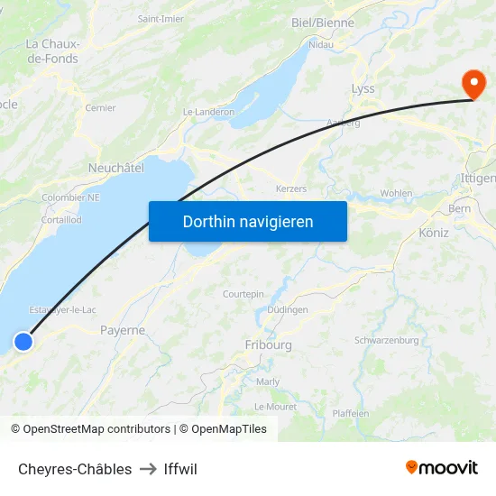 Cheyres-Châbles to Iffwil map