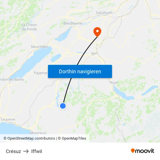 Crésuz to Iffwil map