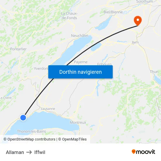 Allaman to Iffwil map
