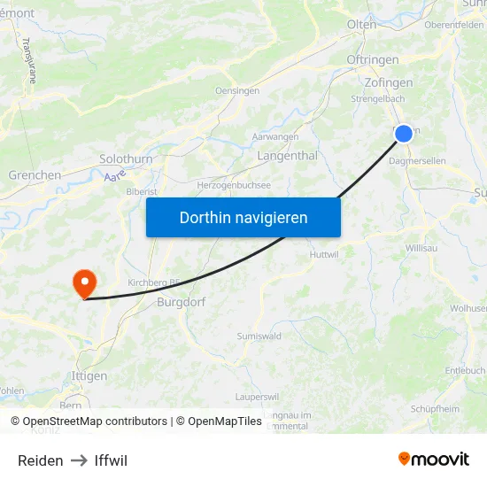 Reiden to Iffwil map