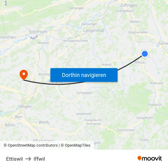 Ettiswil to Iffwil map