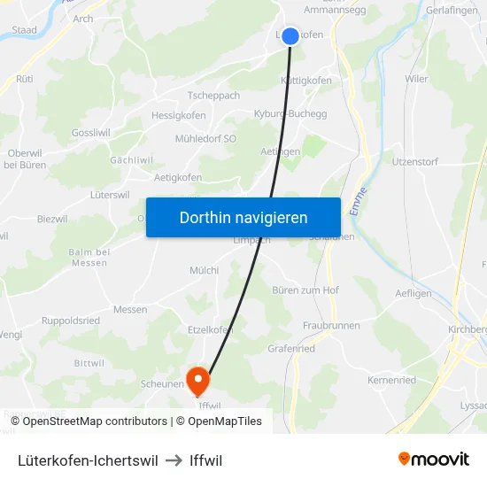 Lüterkofen-Ichertswil to Iffwil map