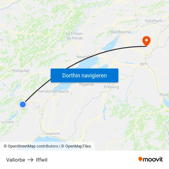 Vallorbe to Iffwil map