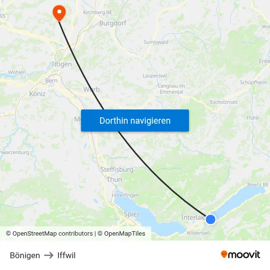Bönigen to Iffwil map