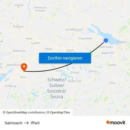 Salmsach to Iffwil map