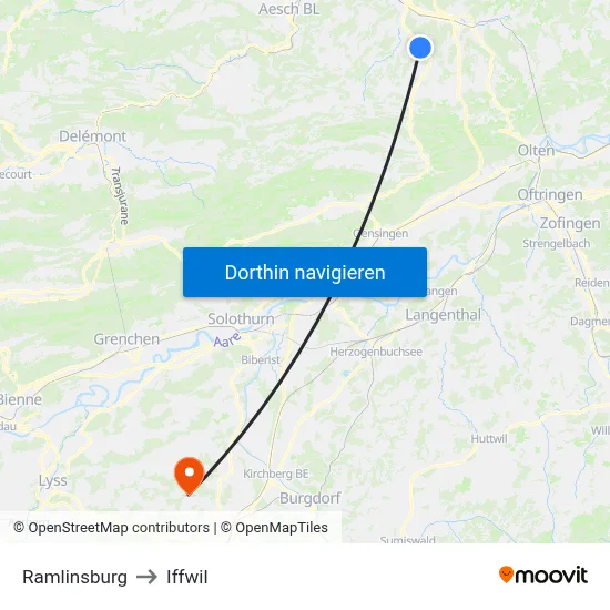 Ramlinsburg to Iffwil map