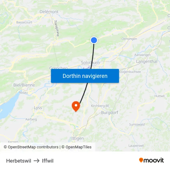 Herbetswil to Iffwil map