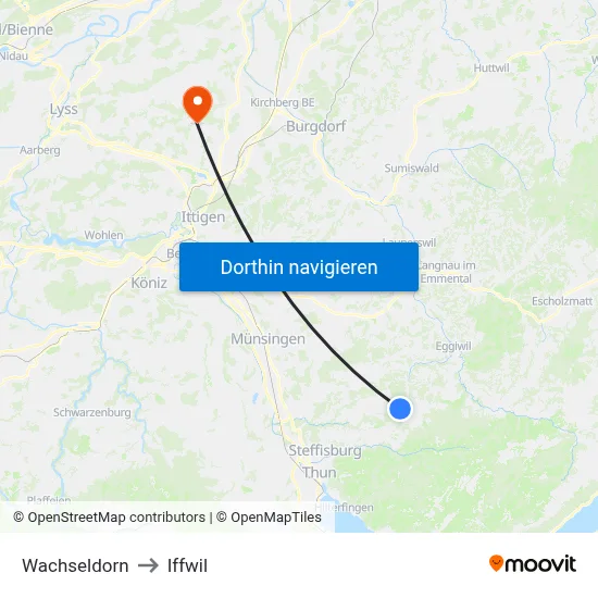 Wachseldorn to Iffwil map