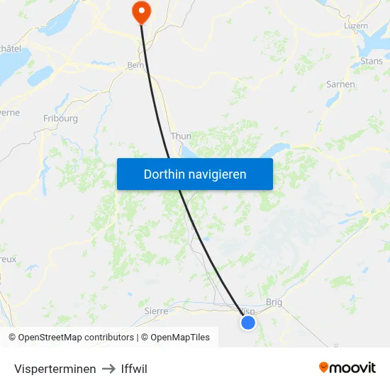Visperterminen to Iffwil map