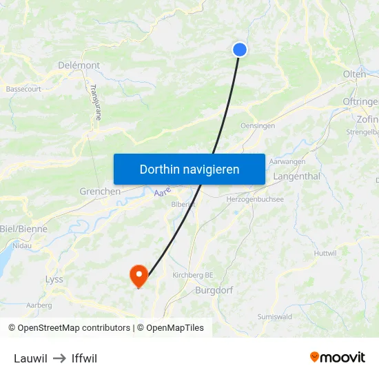 Lauwil to Iffwil map