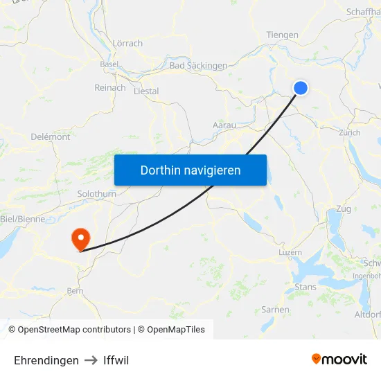 Ehrendingen to Iffwil map