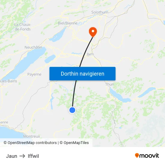 Jaun to Iffwil map