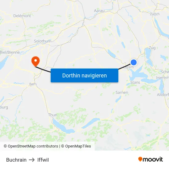 Buchrain to Iffwil map