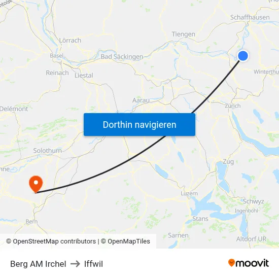 Berg AM Irchel to Iffwil map