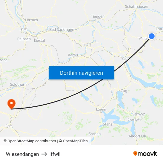 Wiesendangen to Iffwil map