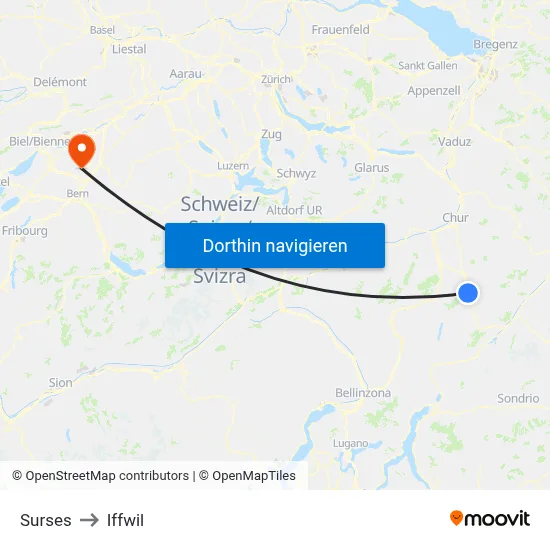 Surses to Iffwil map