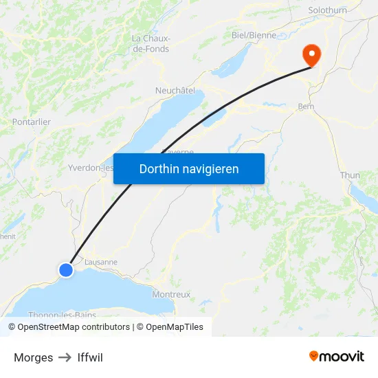 Morges to Iffwil map