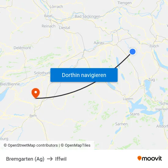 Bremgarten (Ag) to Iffwil map