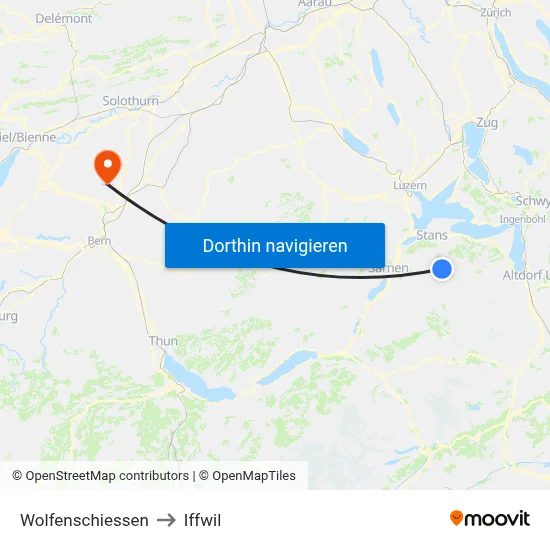 Wolfenschiessen to Iffwil map